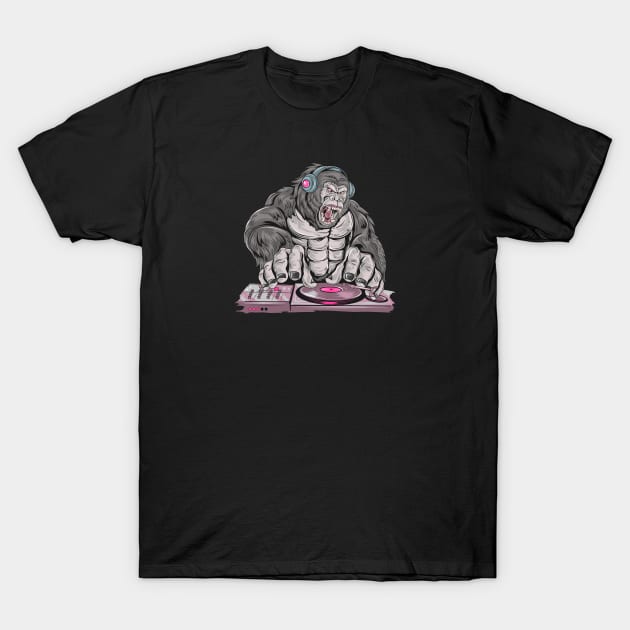 Gorilla DJ T-Shirt by Happy Art Designs